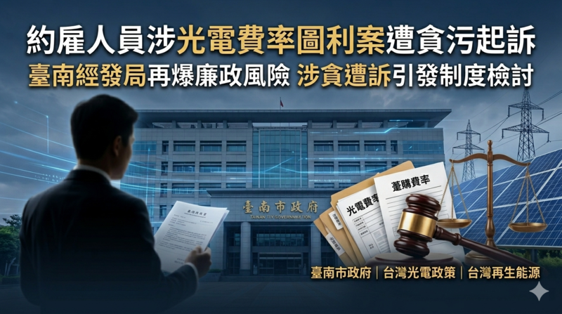 又是約雇人員！臺南經發局光電費率圖利案爆發　涉貪遭訴變造日期遭起訴