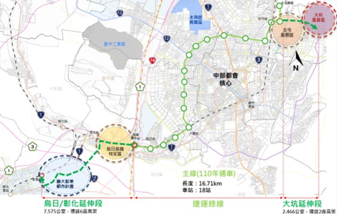 臺中捷運綠線延伸計畫衝刺進入最後階段！明年第一季提報中央，串聯大坑觀光與彰化延伸段
