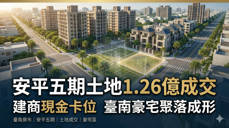 安平五期土地爆1.26億現金交易！建商瘋搶豪宅聚落關鍵地
