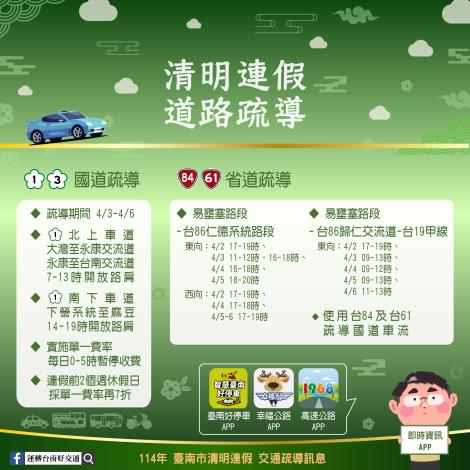 臺南市清明連假交通管制上路 多處祭祖與活動區域車潮預警