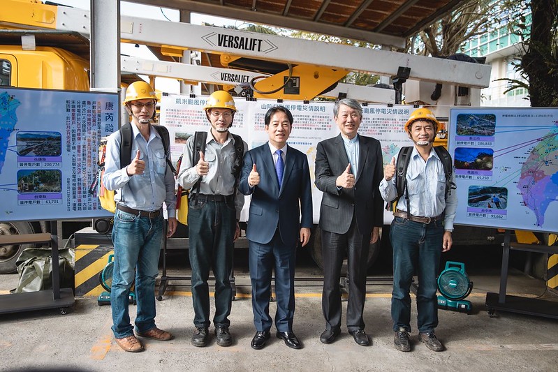 颱風襲台數萬戶停電！總統賴清德致謝台電搶修團隊：感謝無怨無悔的守護！