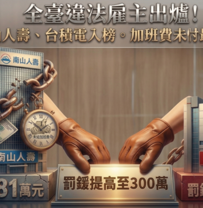 全臺十大違法雇主曝光！南山人壽居冠、台積電入榜，勞團呼籲修法提高罰責，未給加班費成最大宗問題